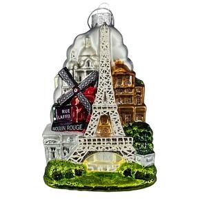 Kurt Adler Noble Gems Paris City Scapes Glass Ornament Eiffel Tower C4133 NEW